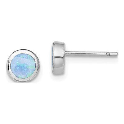 Sterling Silver 5mm Round Lab-Created Opal Stud Earrings