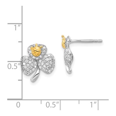 Sterling Silver Round CZ Ladybug Clover Stud Earrings – view 3
