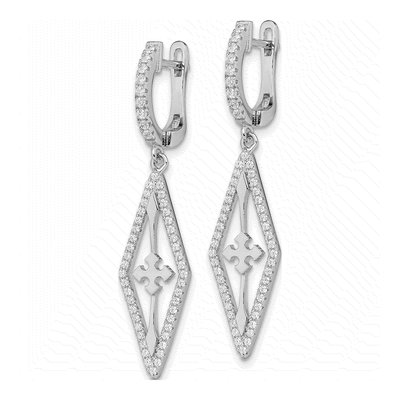 Sterling Silver CZ Dangle Earrings – view 3