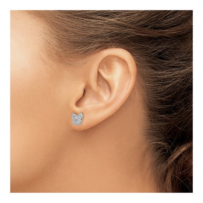 Sterling Silver CZ Butterfly Stud Earrings – view 4