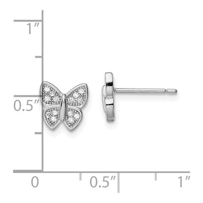 Sterling Silver CZ Butterfly Stud Earrings – view 5