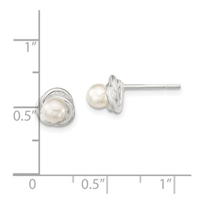 Sterling Silver Simulated Pearl Girls' Button Stud Earrings – view 4