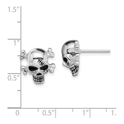 Sterling Silver Antiqued Skull Stud Earrings – view 5