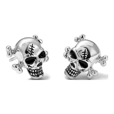 Sterling Silver Antiqued Skull Stud Earrings – view 7