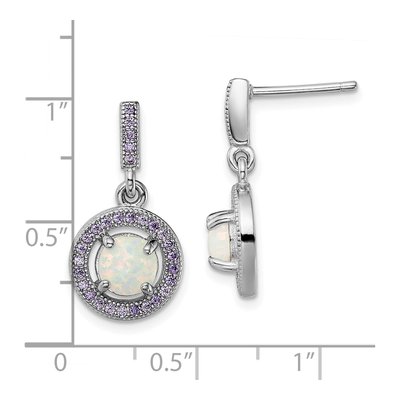 Sterling Silver Lab-Created Opal & CZ Dangle Earrings – view 5