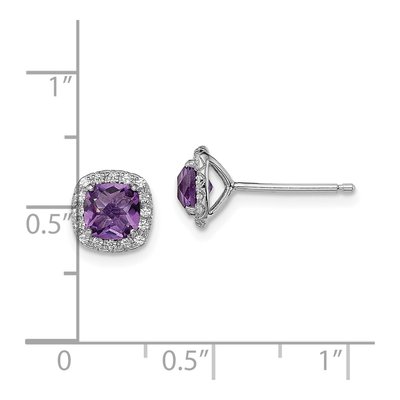 Sterling Silver Cushion Amethyst Cr Stud Earrings – view 5
