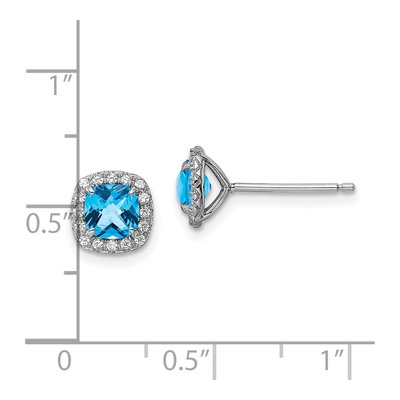 Sterling Silver Cushion Swiss Blue Topaz Button Stud Earrings – view 5