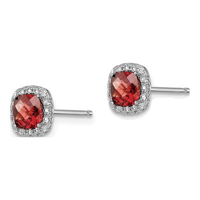 Sterling Silver Cushion Garnet Cr Stud Earrings – view 3
