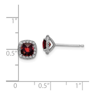 Sterling Silver Cushion Garnet Cr Stud Earrings – view 5