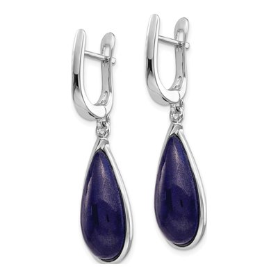 Sterling Silver Lapis Teardrop Dangle Earrings – view 3