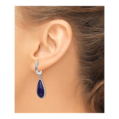 Sterling Silver Lapis Teardrop Dangle Earrings – view 4
