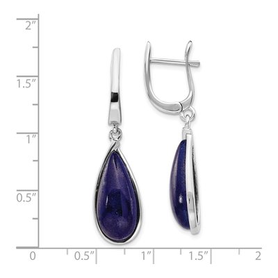 Sterling Silver Lapis Teardrop Dangle Earrings – view 5