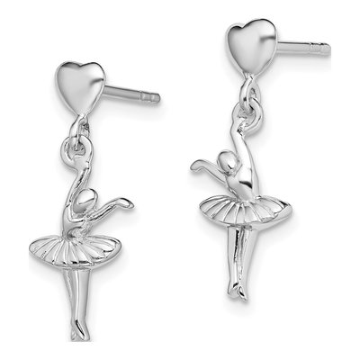 Sterling Silver Ballerina Dangle Earrings – view 3