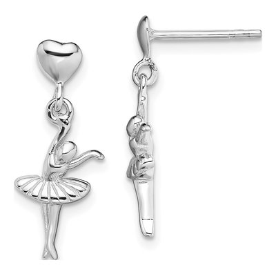 Sterling Silver Ballerina Dangle Earrings