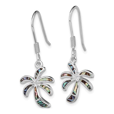 Sterling Silver Abalone Palm Tree Dangle Earrings – view 3