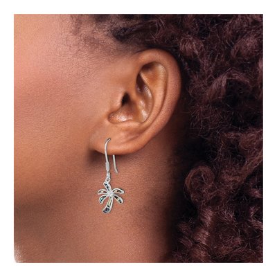 Sterling Silver Abalone Palm Tree Dangle Earrings – view 4