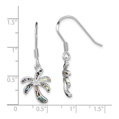 Sterling Silver Abalone Palm Tree Dangle Earrings – view 5