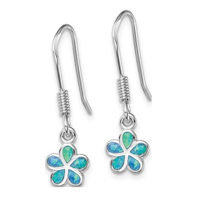 Sterling Silver Lab-Created Opal Flower Dangle Earrings – view 3
