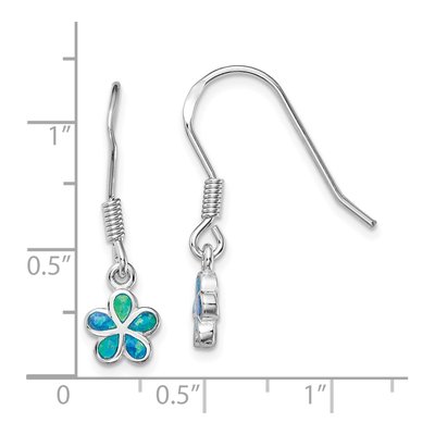 Sterling Silver Lab-Created Opal Flower Dangle Earrings – view 5