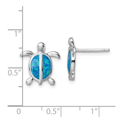 Sterling Silver Lab-Created Opal Turtle Stud Earrings – view 5