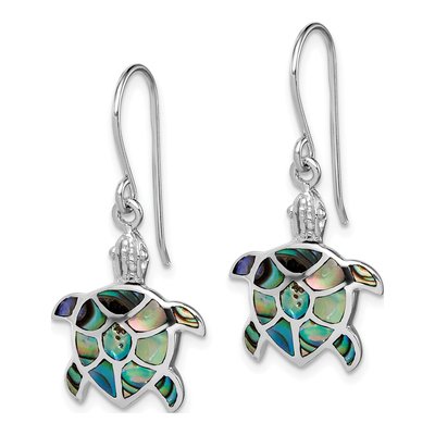 Sterling Silver Abalone Turtle Dangle Earrings – view 3
