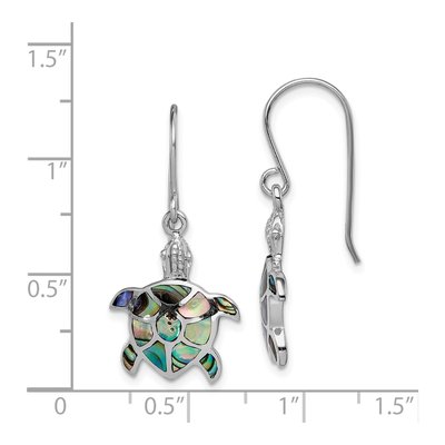 Sterling Silver Abalone Turtle Dangle Earrings – view 5