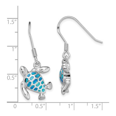 Sterling Silver Lab-Created Opal Turtle Dangle Earrings – view 5
