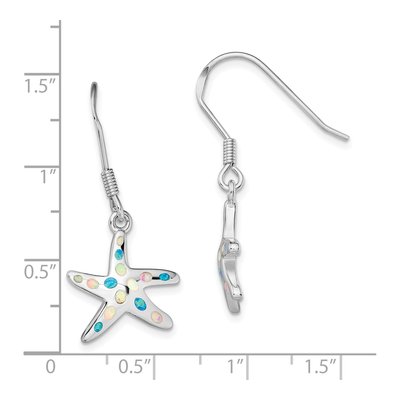 Sterling Silver Lab-Created Opal Starfish Dangle Earrings – view 5