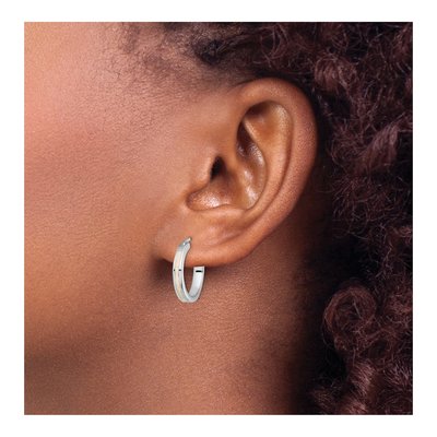 Sterling Silver 22mm Lab-Created Opal Hoop Earrings – view 4