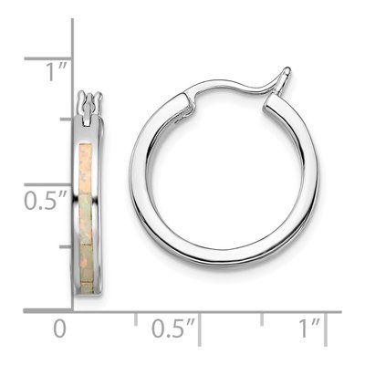 Sterling Silver 22mm Lab-Created Opal Hoop Earrings – view 5