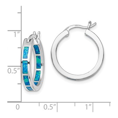 Sterling Silver 20mm Lab-Created Opal Inside-Out Hoop Earrings – view 5