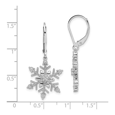 Sterling Silver Diamond Snowflake Leverback Earrings – view 5