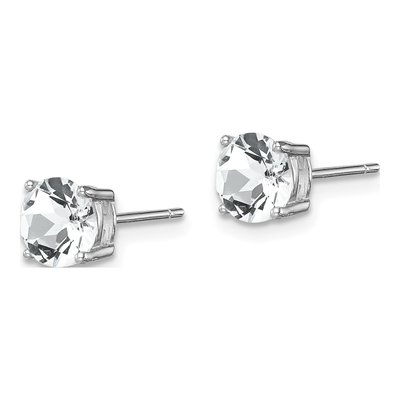 Sterling Silver Round Crystal April Birthstone Stud Earrings – view 3