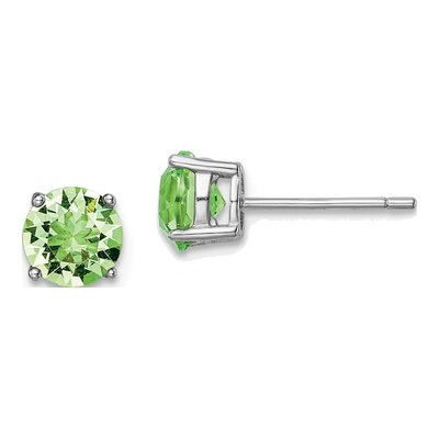 Sterling Silver 6.1mm Round Crystal Birthstone Stud Earrings