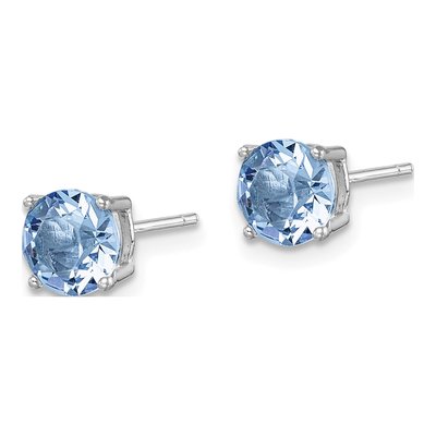Sterling Silver 6.1mm Round Crystal December Birthstone Stud Earrings – view 3