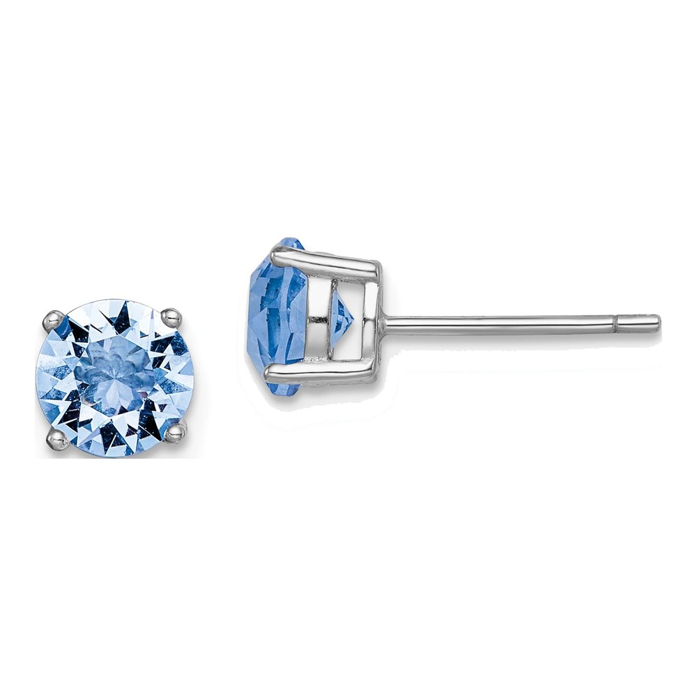 Sterling Silver 6.1mm Round Crystal December Birthstone Stud Earrings