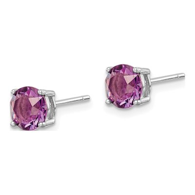 Sterling Silver 6.1mm Round Crystal Birthstone Stud Earrings – view 3