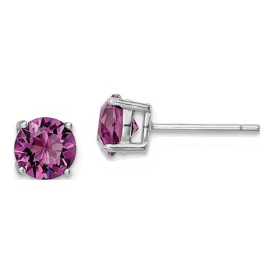 Sterling Silver 6.1mm Round Crystal Birthstone Stud Earrings