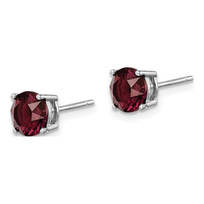 Sterling Silver 6.1mm Round Crystal January Birthstone Stud Earrings – view 3