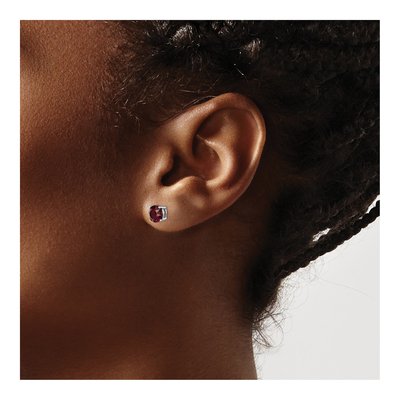 Sterling Silver 6.1mm Round Crystal January Birthstone Stud Earrings – view 4