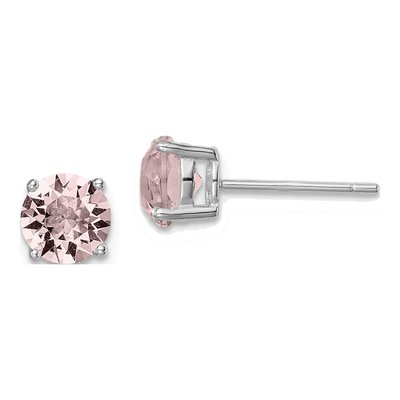 Sterling Silver 6.1mm Round Crystal Lavender Birthstone Stud Earrings