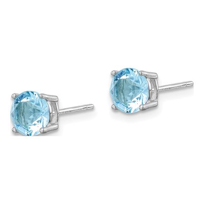 Sterling Silver 6.1mm Round Crystal Aqua Birthstone Stud Earrings – view 3