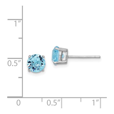 Sterling Silver 6.1mm Round Crystal Aqua Birthstone Stud Earrings – view 5