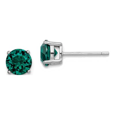 Sterling Silver Round Crystal May Birthstone Stud Earrings