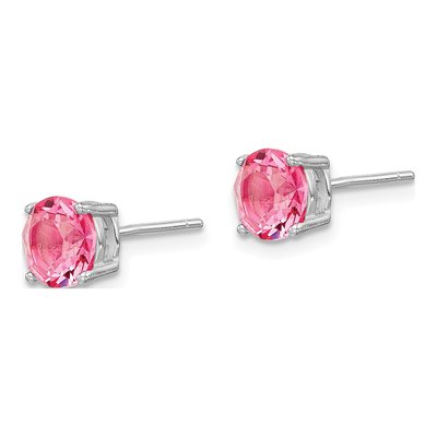 Sterling Silver 6.1mm Round Crystal Birthstone Stud Earrings – view 3