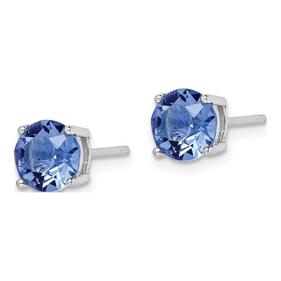 Sterling Silver 6.1mm Round Crystal September Birthstone Stud Earrings – view 3