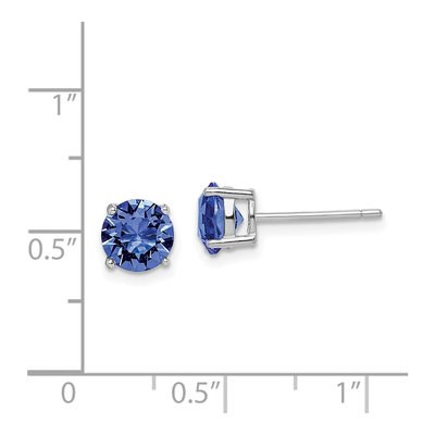 Sterling Silver 6.1mm Round Crystal September Birthstone Stud Earrings – view 5