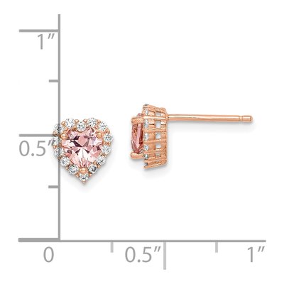 Rose Gold-Plated Sterling Silver Round CZ & Crystal Heart Stud Earrings – view 5