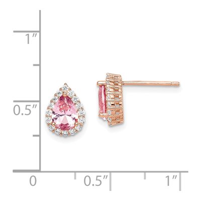 Rose Gold-Plated Sterling Silver Round CZ & Crystal Stud Earrings – view 5