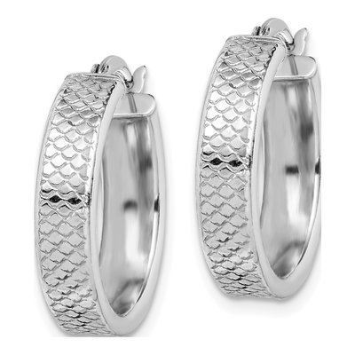 Sterling Silver 22mm Textured Hoop Earrings – view 3